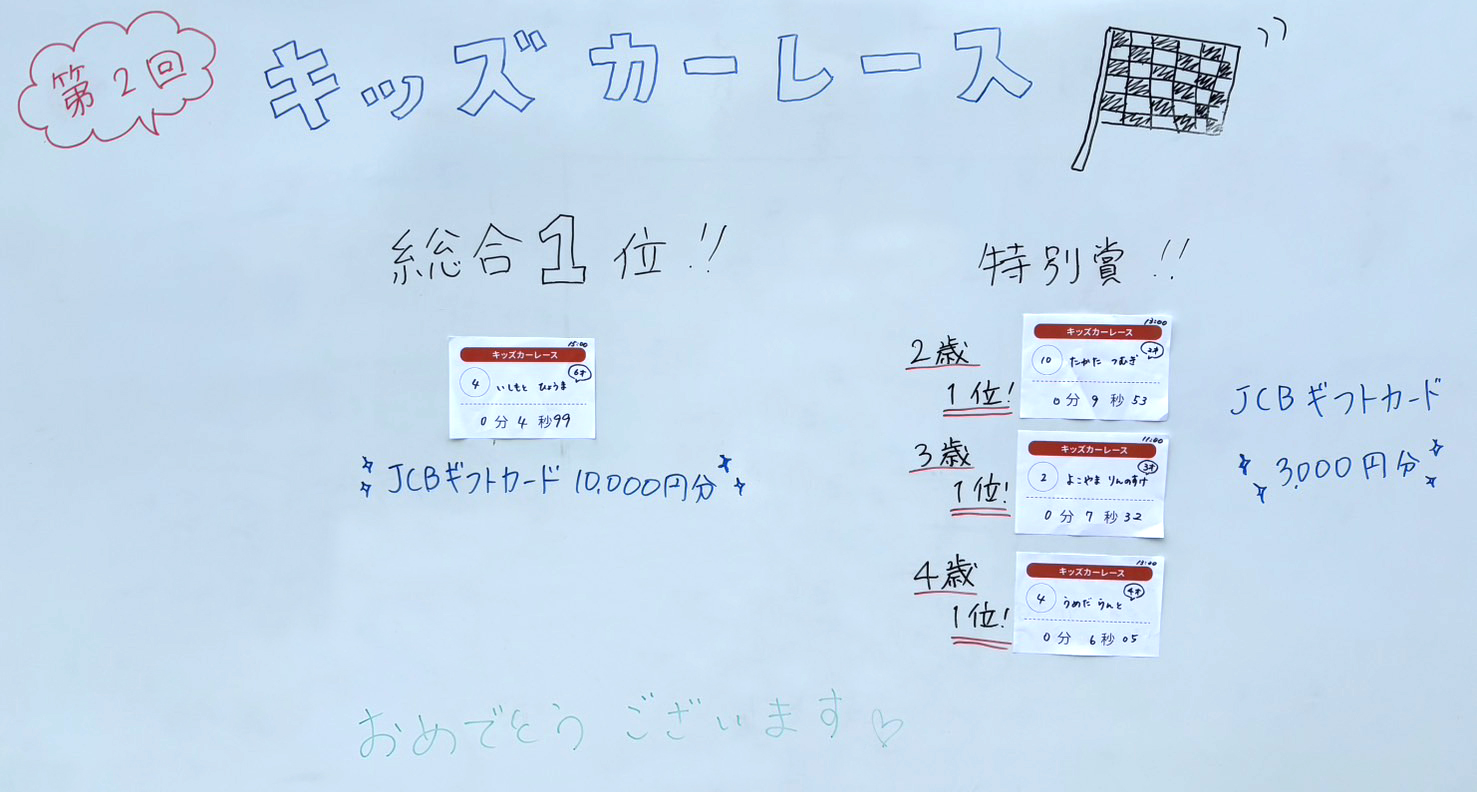 2024年10月14日 第２回 キッズカーレース　結果発表！！